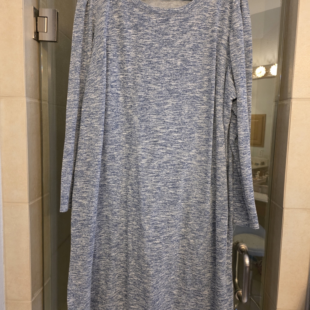 Talbots Blue Heathered Long Sleeve Dress